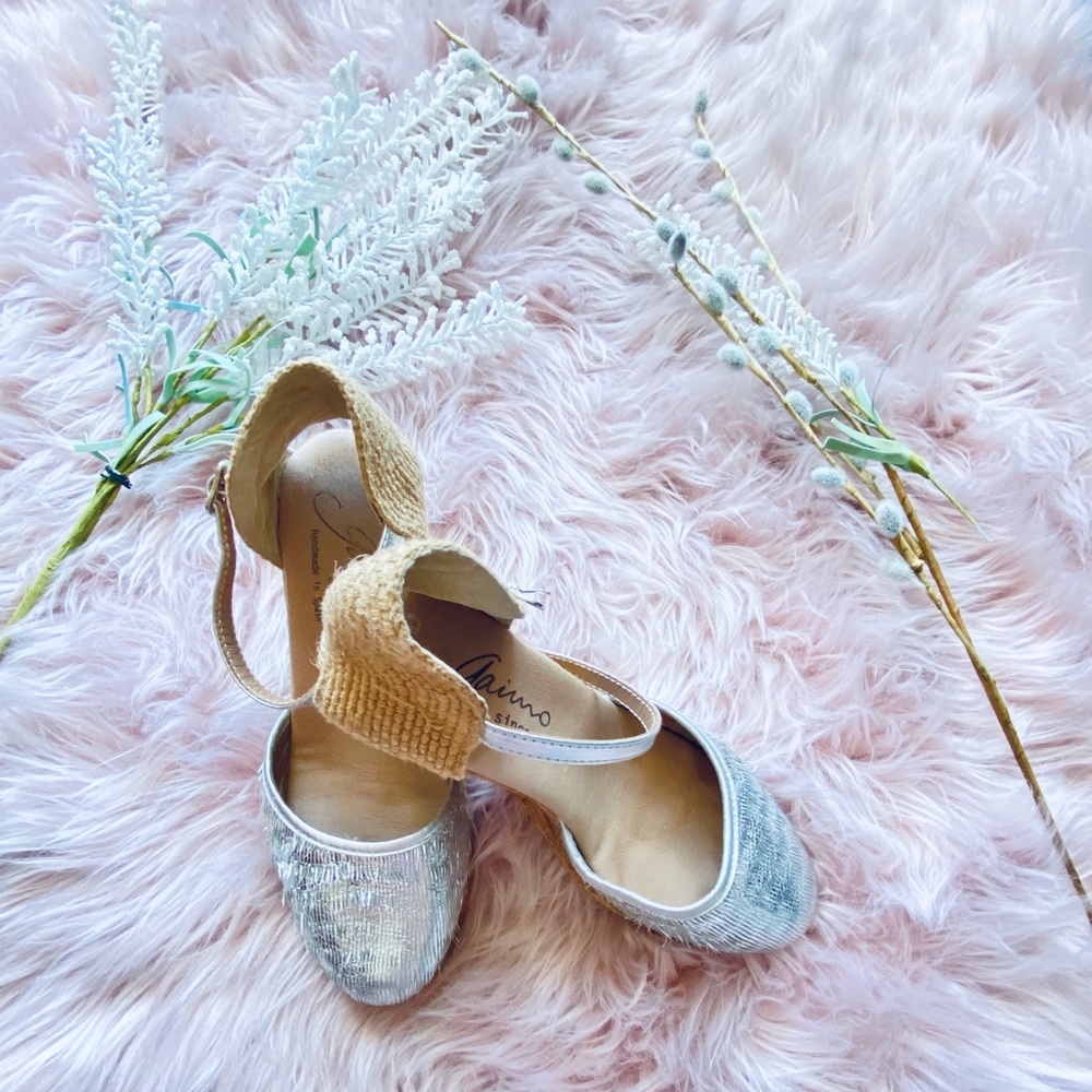 GAIMO handmade In Spain Espadrille Wedge Platform Metallic Ice Cottage Core